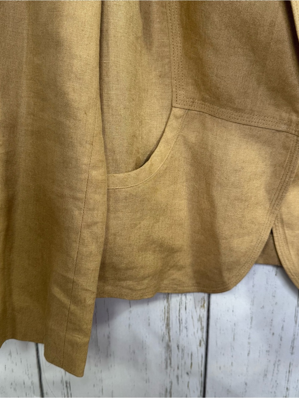DKNY 100% Linen Tan Blazer Jacket Size 8 Office Career Quiet Luxury Coastal - Picture 5 of 14